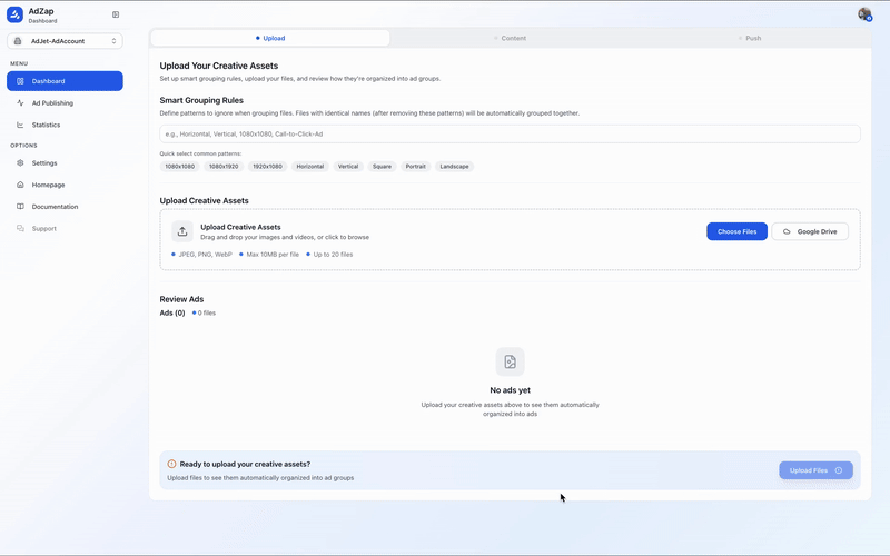 Upload Your Creatives Preview